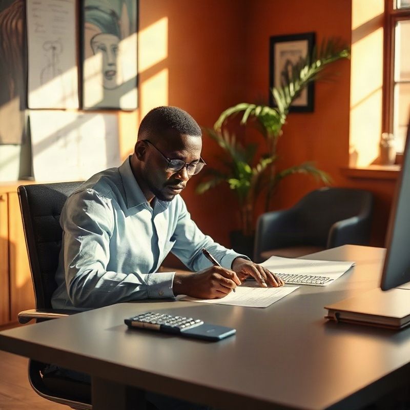A Forgebswift professional writing a service quote at a Nairobi desk