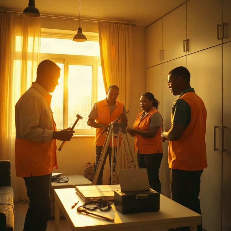 A Forgebswift team preparing tools in a Kilimani apartment